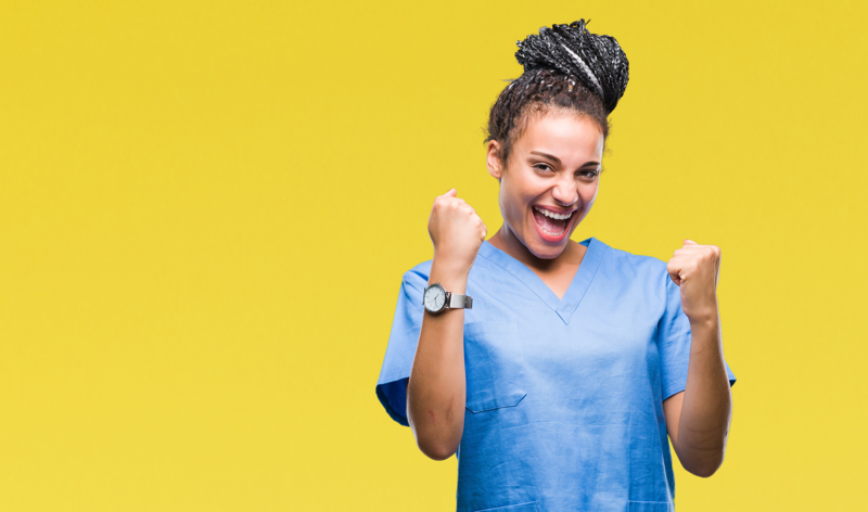 An excited student nurse